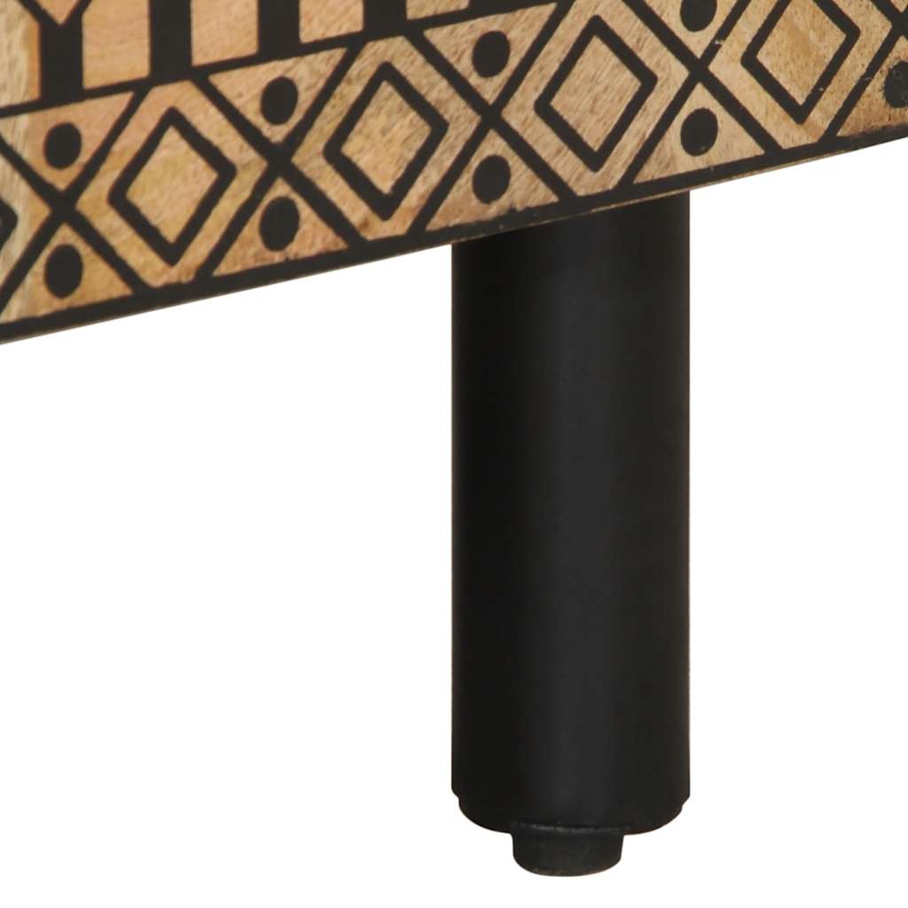 Έπιπλο Τηλεόρασης Μαύρο Ακατέργαστο Μασίφ Ξύλο Μάνγκο 9