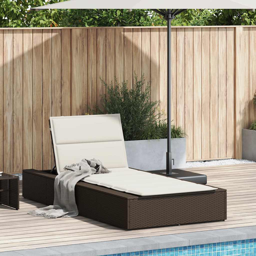 Ξαπλώστρα με πλωτό μαξιλάρι Brown Poly Rattan 2