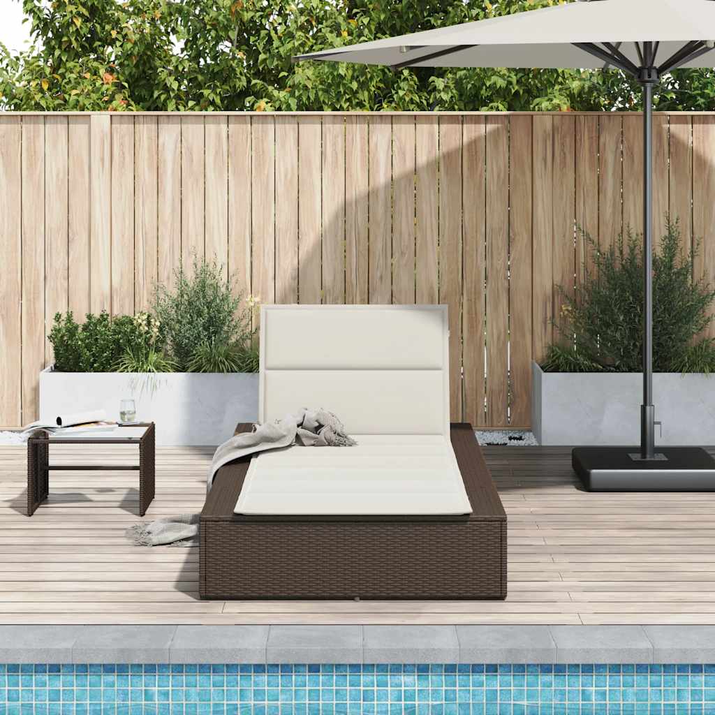 Ξαπλώστρα με πλωτό μαξιλάρι Brown Poly Rattan 3