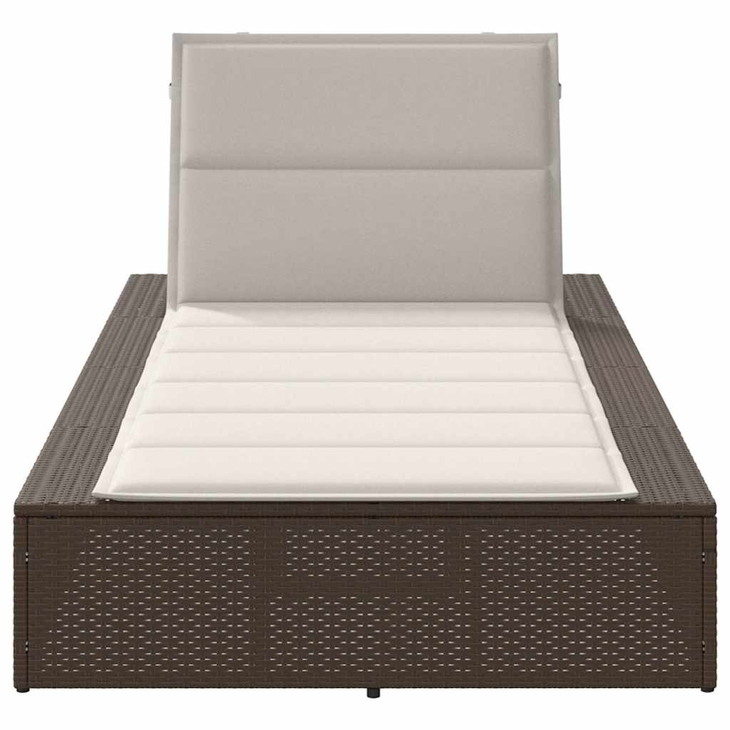 Ξαπλώστρα με πλωτό μαξιλάρι Brown Poly Rattan 4