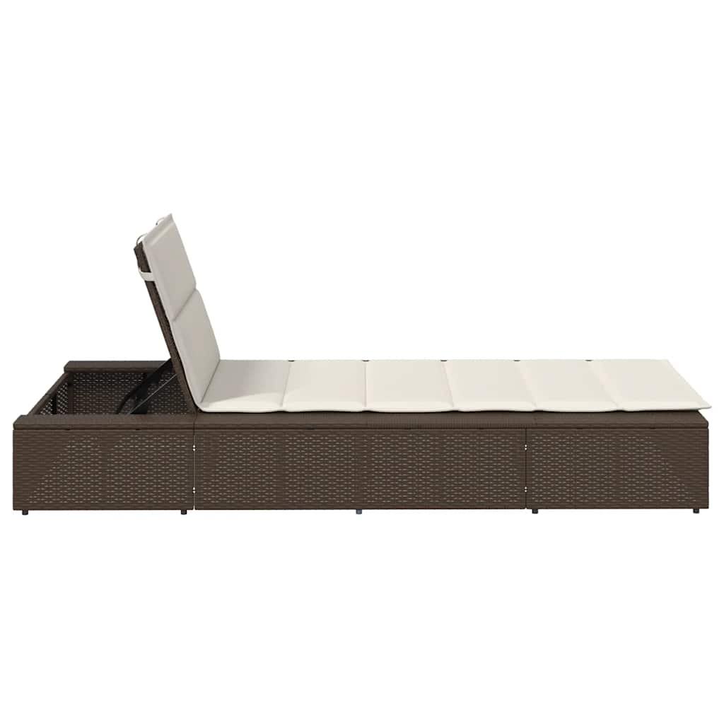 Ξαπλώστρα με πλωτό μαξιλάρι Brown Poly Rattan 7