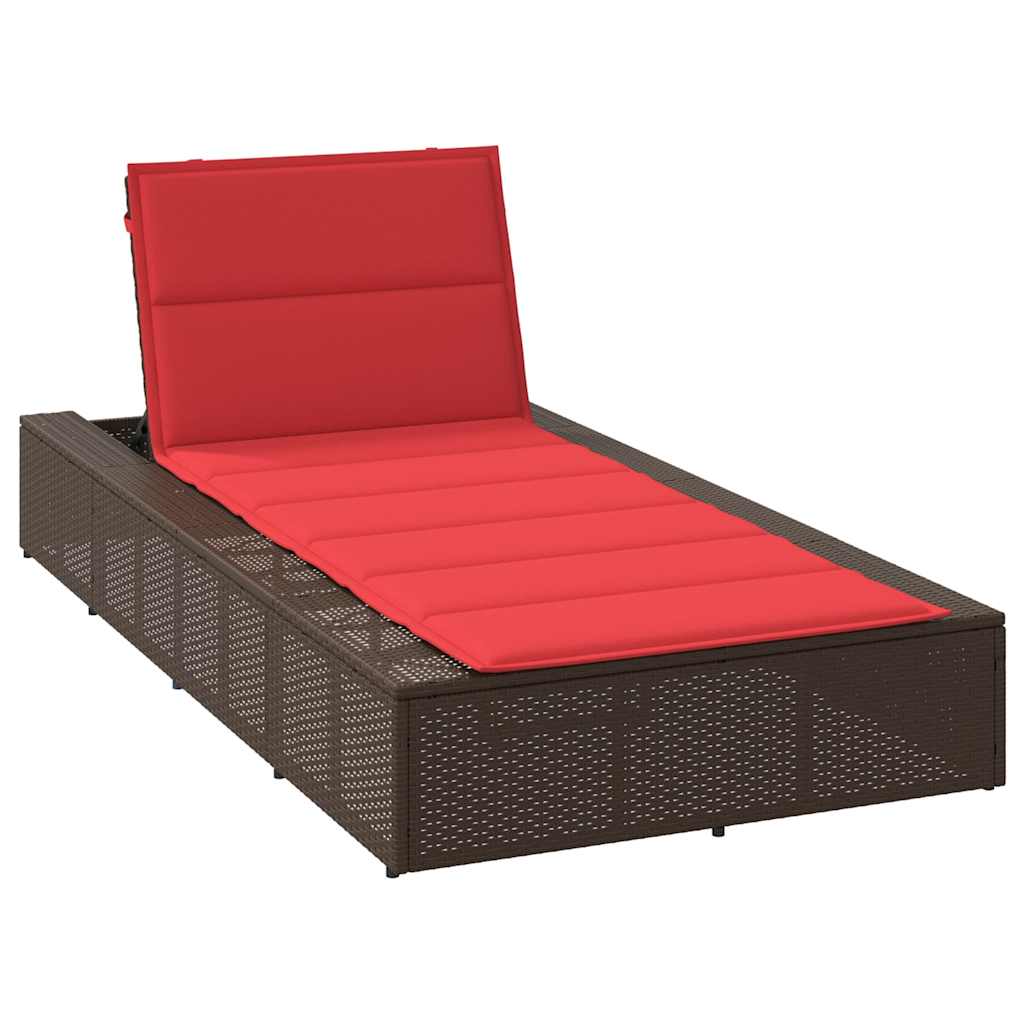 Ξαπλώστρα με πλωτό μαξιλάρι Brown Poly Rattan 1
