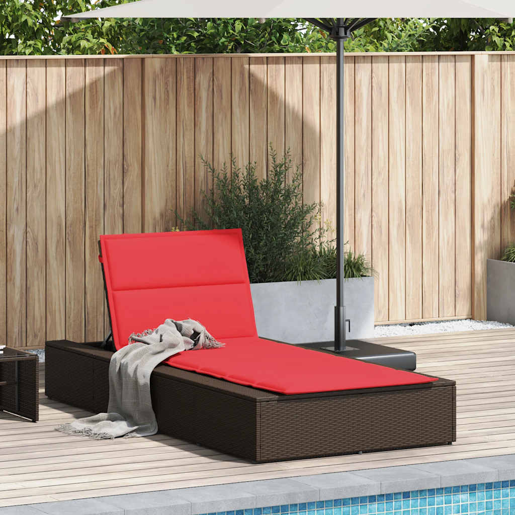 Ξαπλώστρα με πλωτό μαξιλάρι Brown Poly Rattan 2