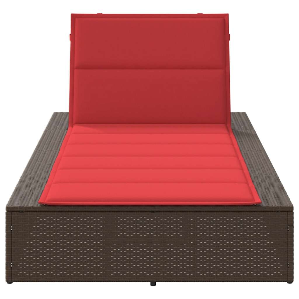Ξαπλώστρα με πλωτό μαξιλάρι Brown Poly Rattan 4