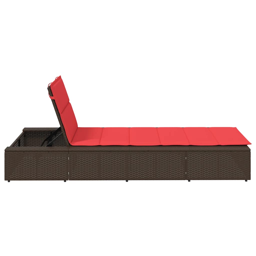 Ξαπλώστρα με πλωτό μαξιλάρι Brown Poly Rattan 7
