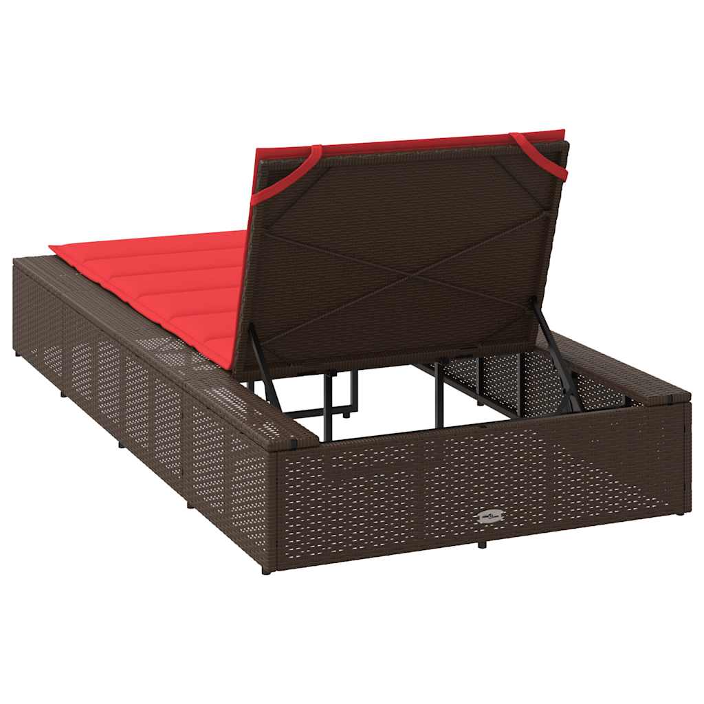 Ξαπλώστρα με πλωτό μαξιλάρι Brown Poly Rattan 8