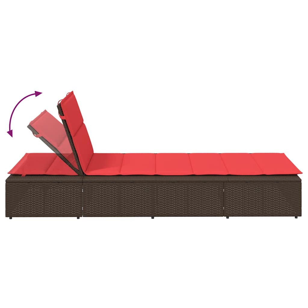Ξαπλώστρα με πλωτό μαξιλάρι Brown Poly Rattan 9
