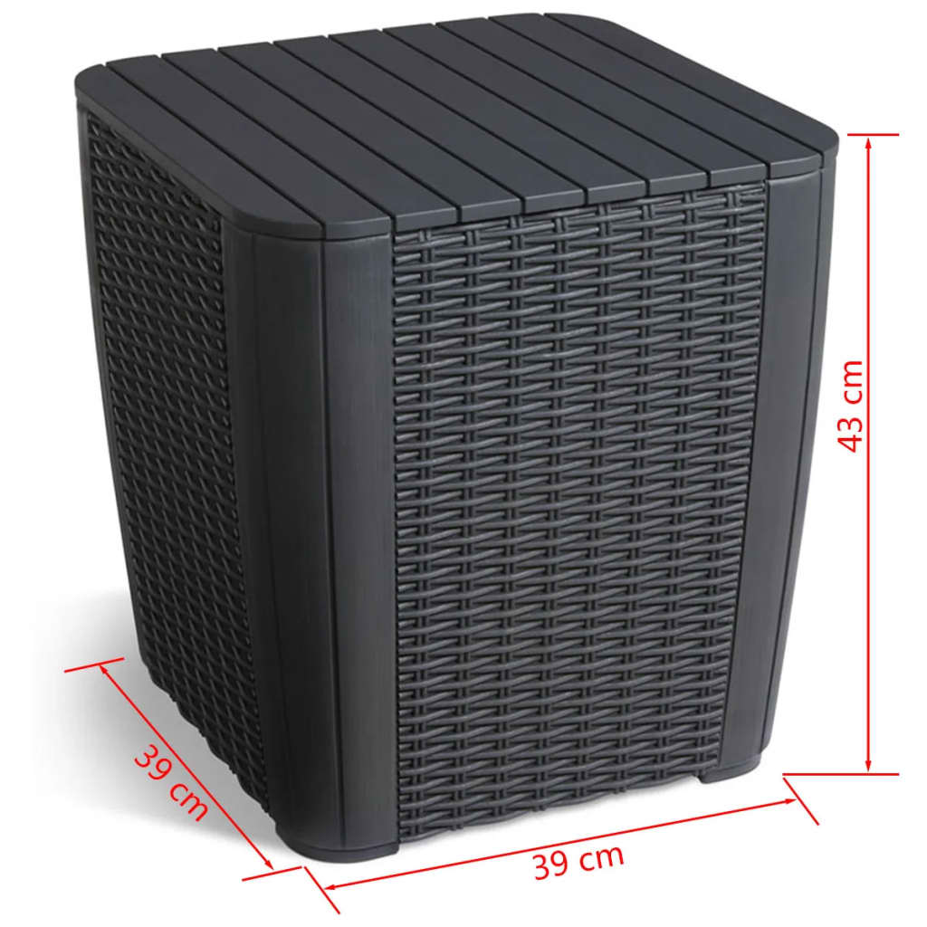 Keter Τραπέζι Κήπου Βοηθητικό Luzon Round Wicker Χρώμα Γραφίτη 2