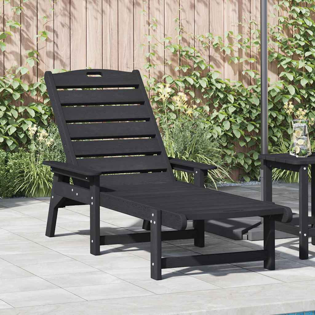 Ξαπλώστρα Μαύρη 53x162x98.5 εκ HDPE 1