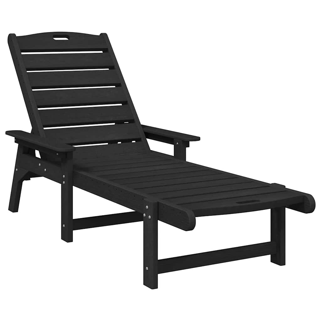 Ξαπλώστρα Μαύρη 53x162x98.5 εκ HDPE 2