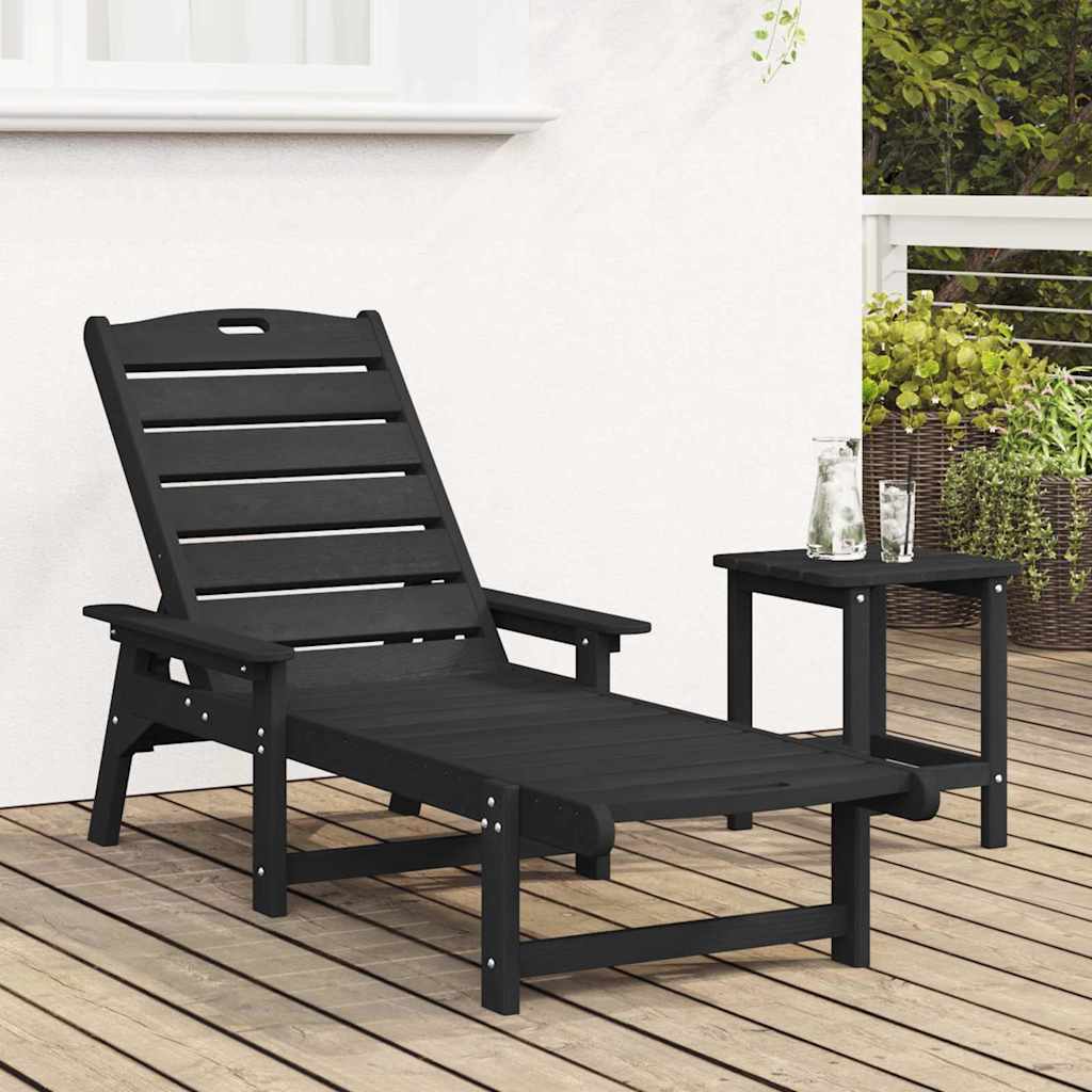 Ξαπλώστρα Μαύρη 53x162x98.5 εκ HDPE 3
