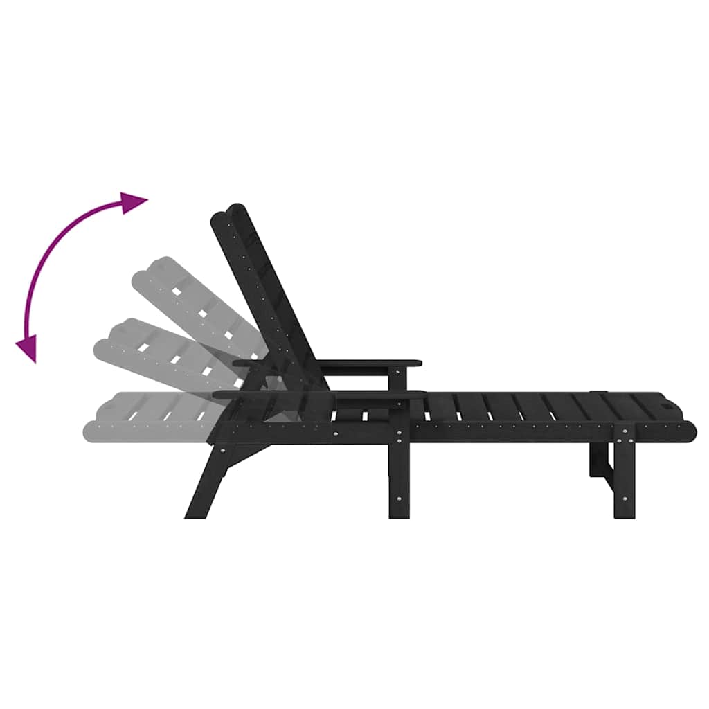 Ξαπλώστρα Μαύρη 53x162x98.5 εκ HDPE 9