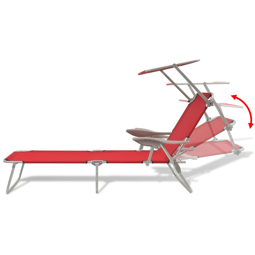 Ξαπλώστρα Κόκκινη Ατσάλινη με Σκίαστρο 5