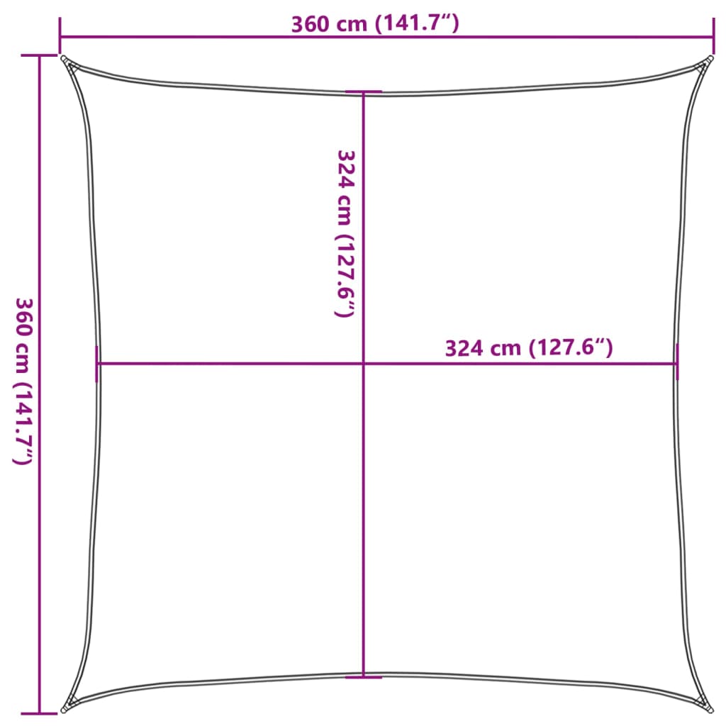 Πανί Σκίασης Τετράγωνο Λευκό 3,6 x 3,6 μ. από HDPE 10