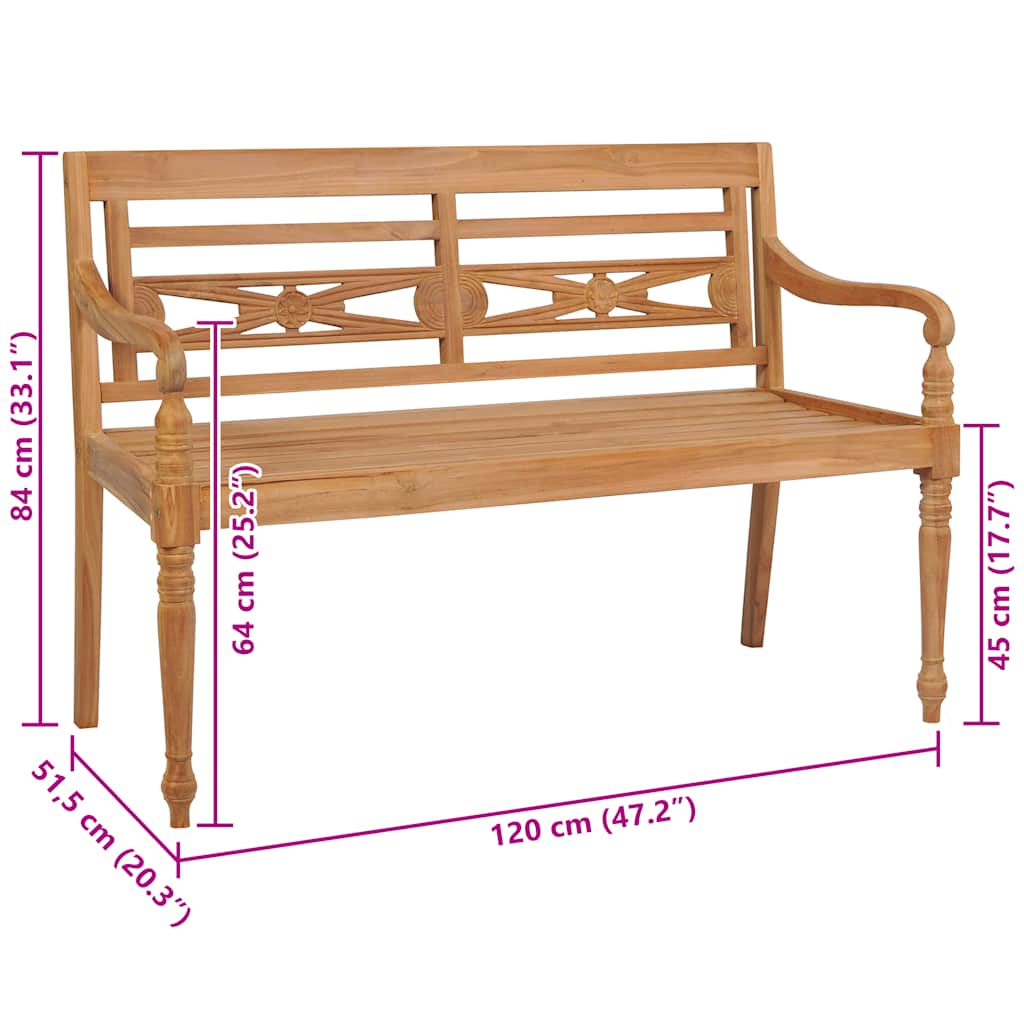 Παγκάκι Batavia 120 εκ. από Ξύλο Teak 5