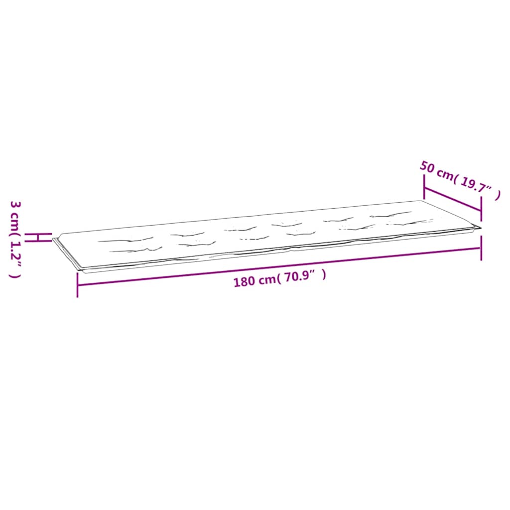 Μαξιλάρι Πάγκου Κήπου Γκρι 180 x 50 x 3 εκ. Ύφασμα Oxford 7