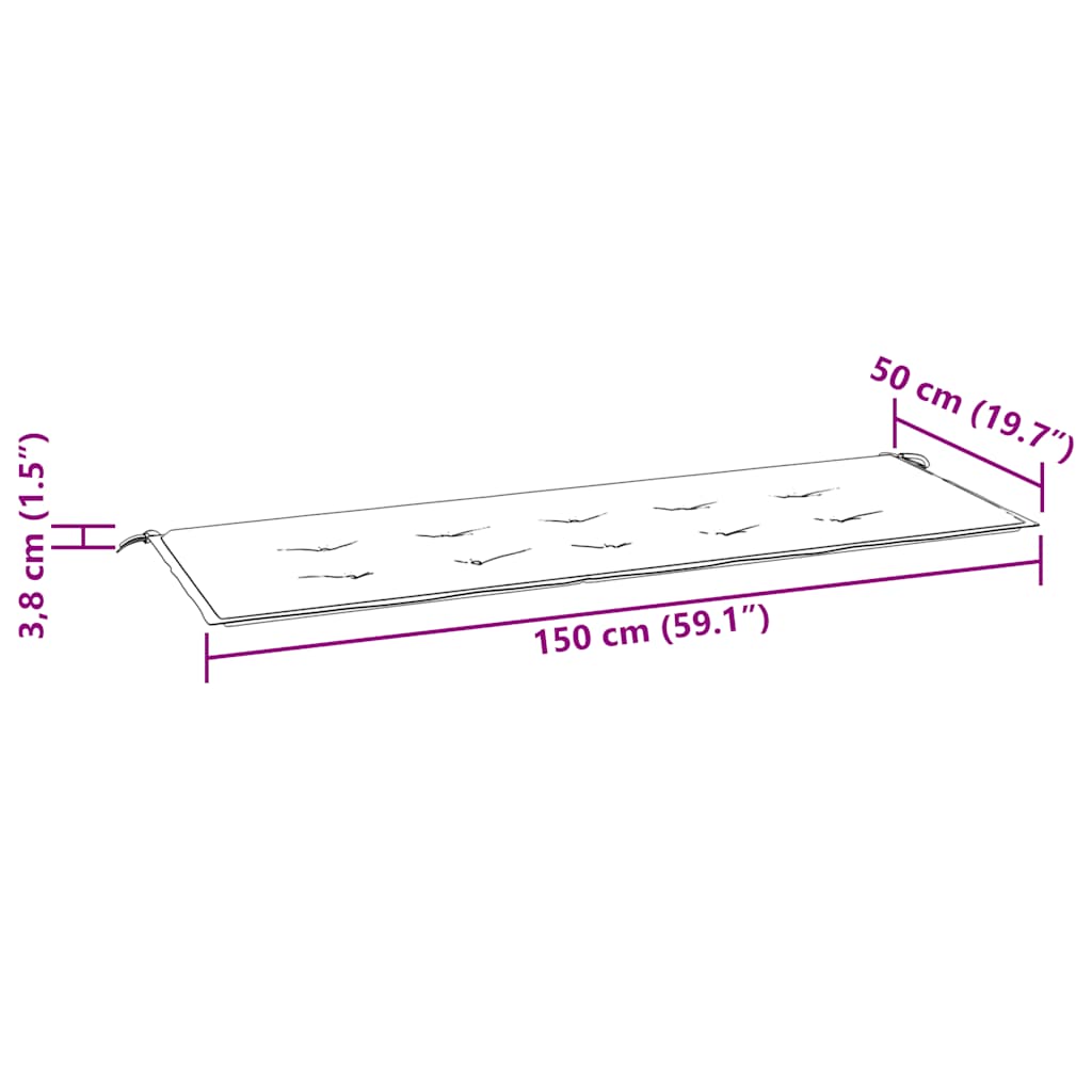 Μαξιλάρι Πάγκου Κήπου Κρεμ 150 x 50 x 3 εκ. Ύφασμα Oxford 7