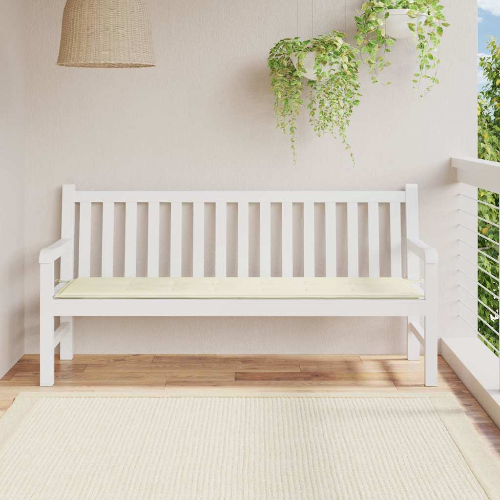 Μαξιλάρι Πάγκου Κήπου Κρεμ 180x50x3 εκ. Ύφασμα Oxford 1
