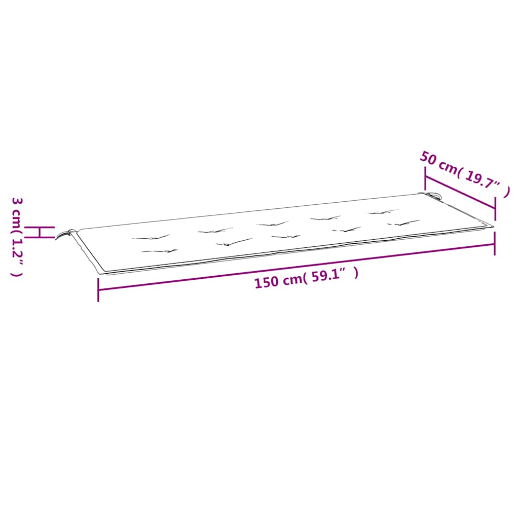 Μαξιλάρι Πάγκου Κήπου Μπλε 150 x 50 x 3 εκ. Ύφασμα Oxford 7