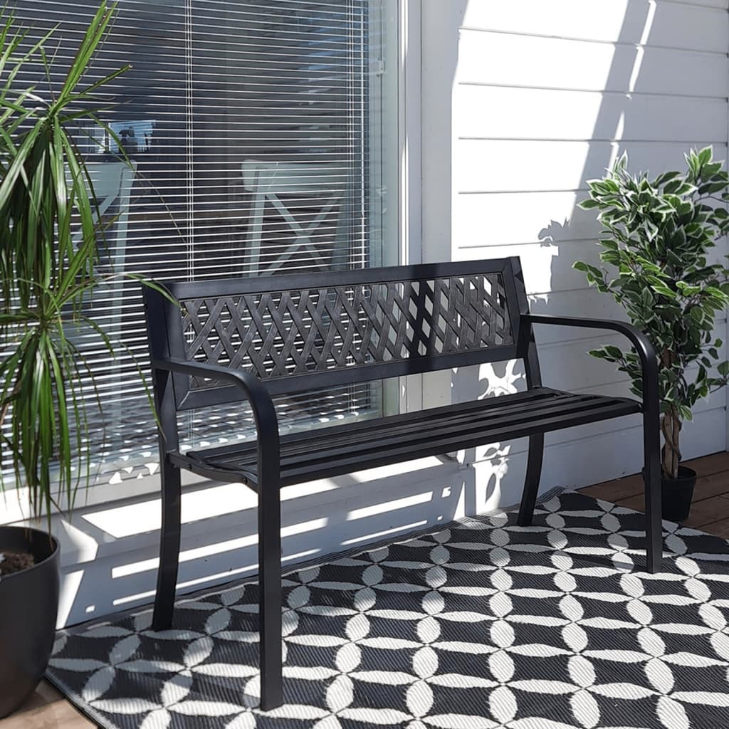 ProGarden Παγκάκι Κήπου Ατσάλινο 119 x 50 x 75 εκ. Μαύρο 1