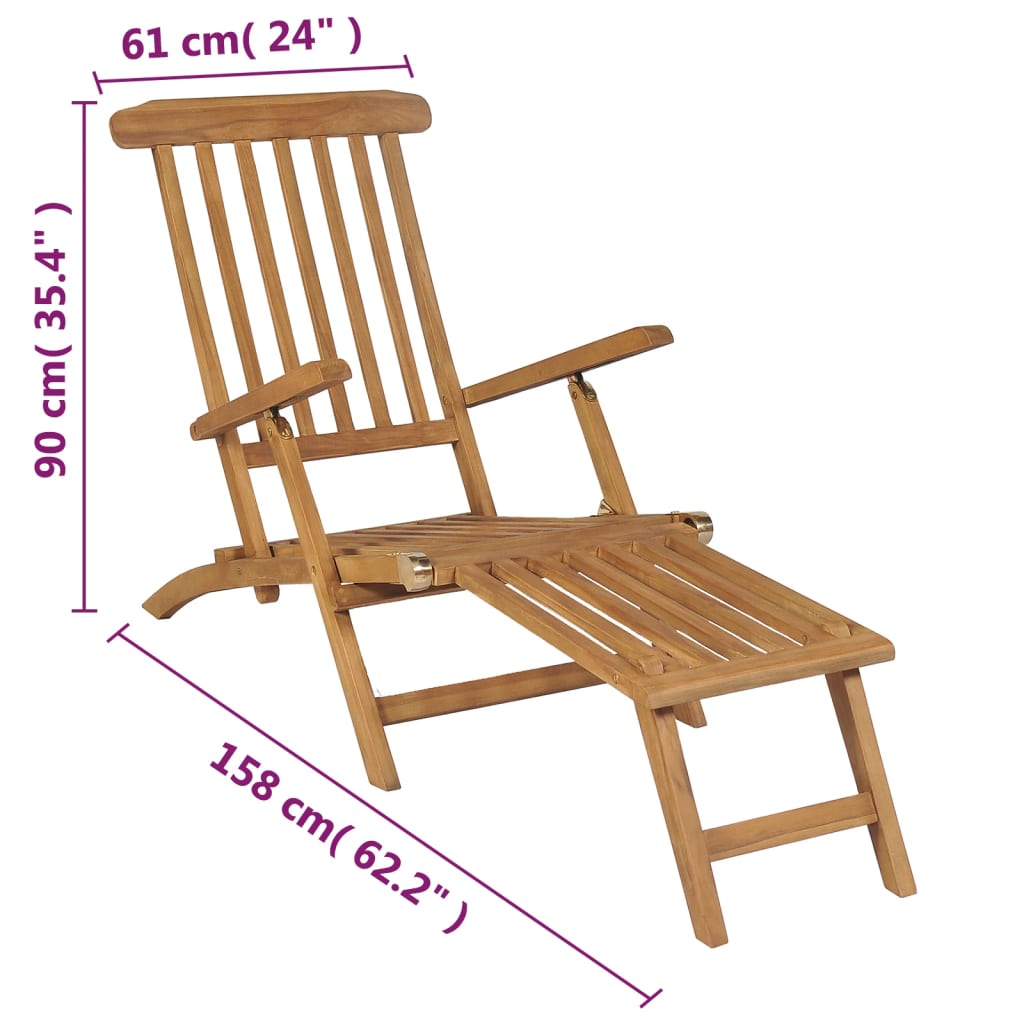 Ξαπλώστρα με Υποπόδιο από Μασίφ Ξύλο Teak 11