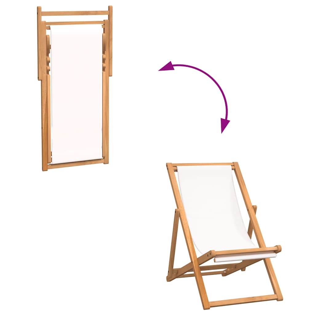 Ξαπλώστρα Κρεμ 56 x 105 x 96 εκ. από Ξύλο Teak 7