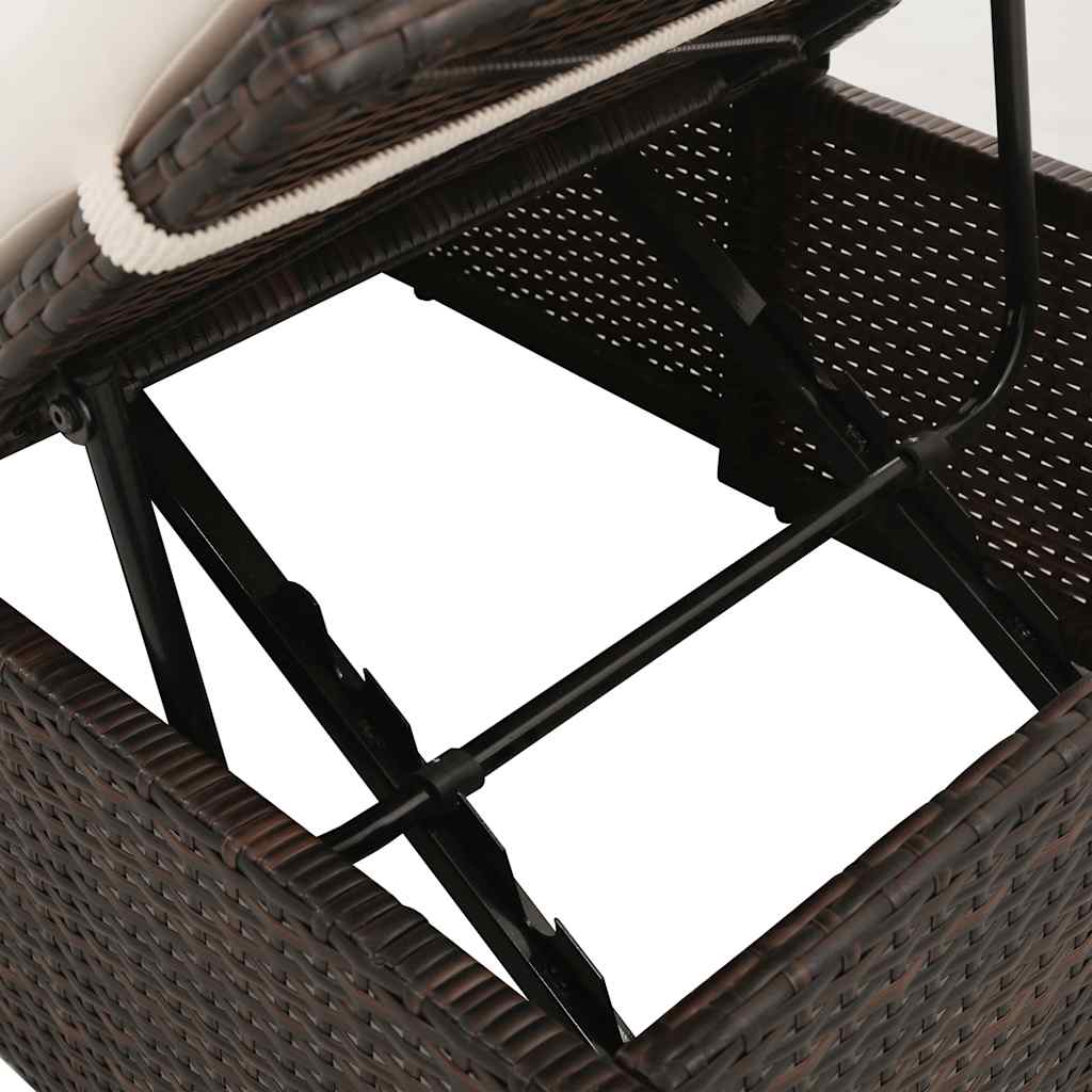 Ξαπλώστρα - Κρεβάτι Κήπου Καφέ 195 x 60 εκ. Συνθετικό Ρατάν 6