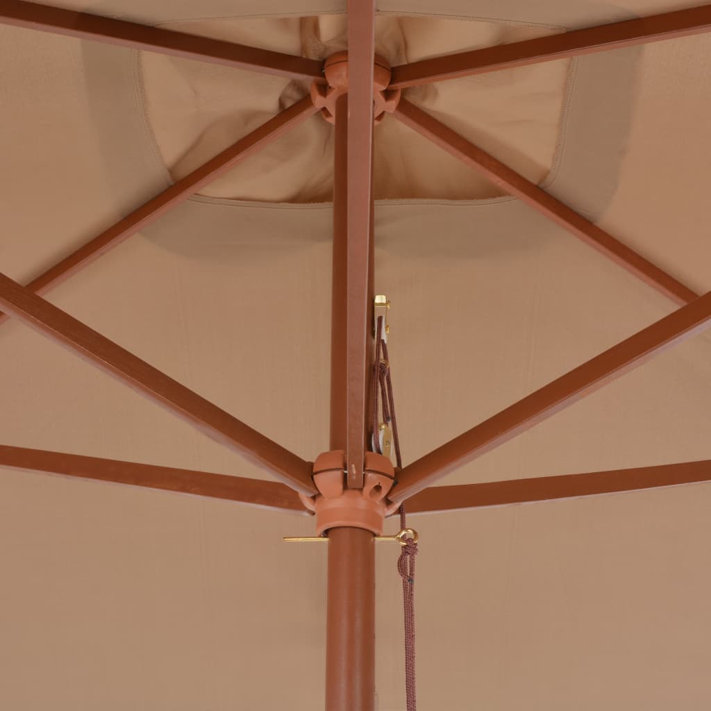 Ομπρέλα Κήπου Χρώμα Taupe 200 x 300 εκ. με Ξύλινο Ιστό 6