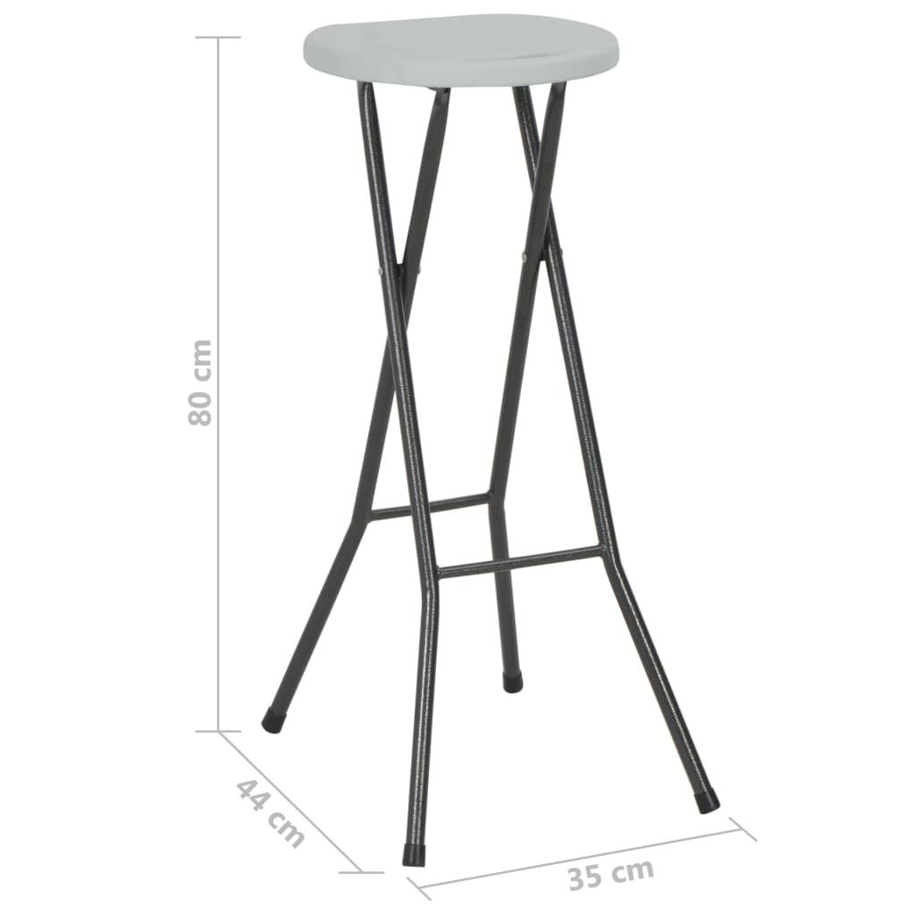 Σκαμπό Μπαρ Πτυσσόμενα 2 τεμ. Λευκά από HDPE / Ατσάλι 8