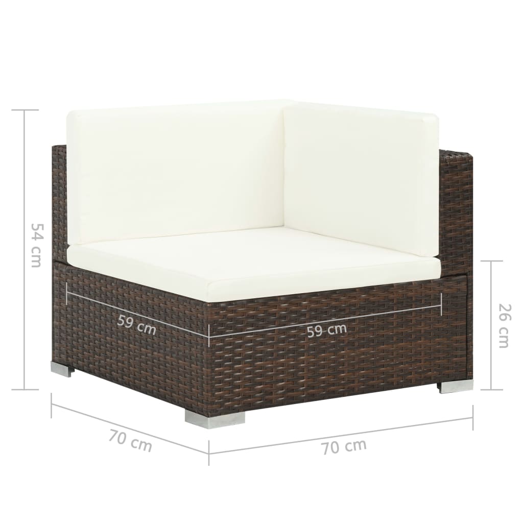 Σαλόνι Κήπου 6 Τεμαχίων Καφέ από Συνθετικό Ρατάν με Μαξιλάρια 8