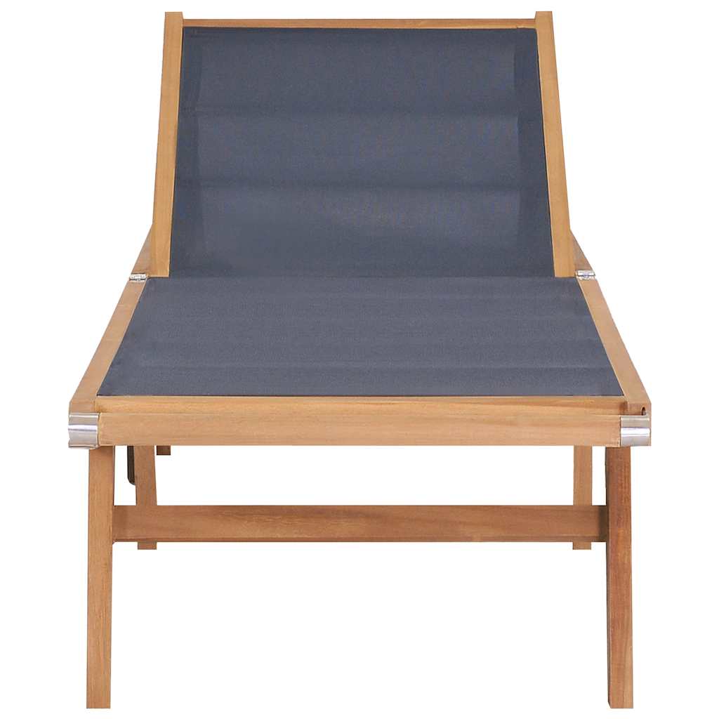 Ξαπλώστρα Πτυσσόμενη από Μασίφ Ξύλο Teak και Textilene με Ρόδες 2