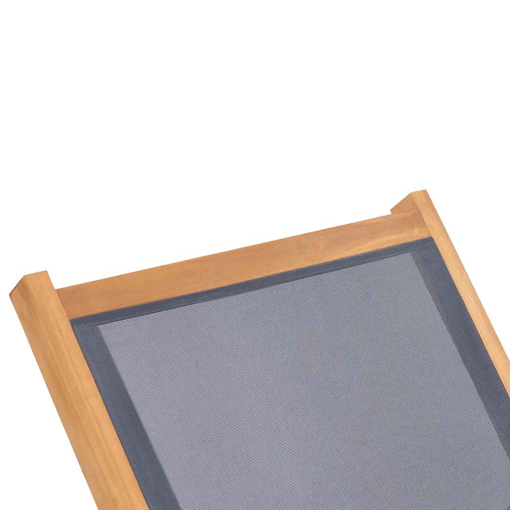 Ξαπλώστρα Πτυσσόμενη από Μασίφ Ξύλο Teak και Textilene με Ρόδες 7