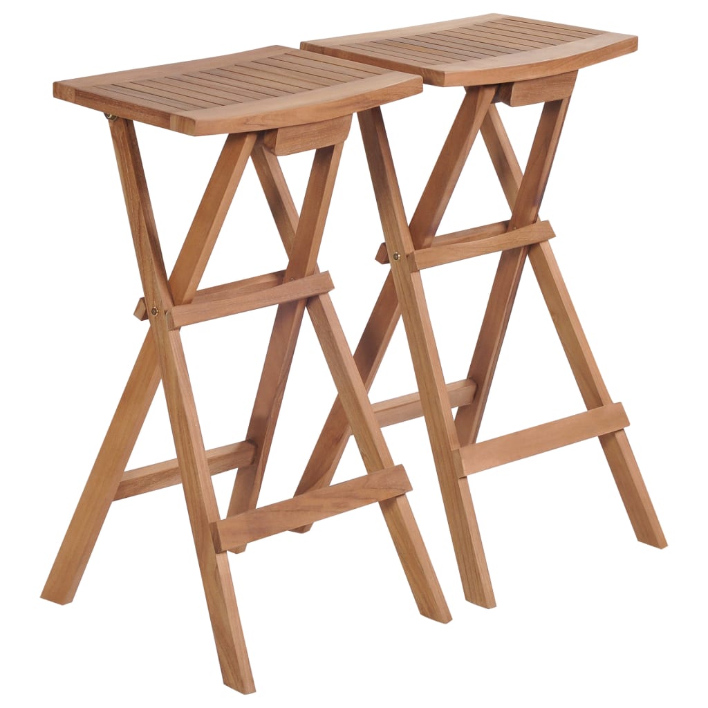 Σκαμπό Μπαρ Πτυσσόμενα 2 τεμ. από Μασίφ Ξύλο Teak 1