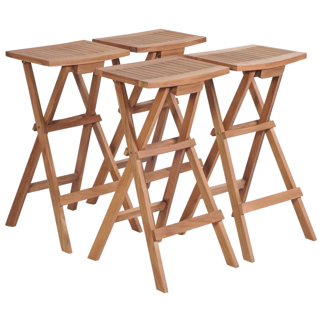 Σκαμπό Μπαρ Πτυσσόμενα 4 τεμ. από Μασίφ Ξύλο Teak 1