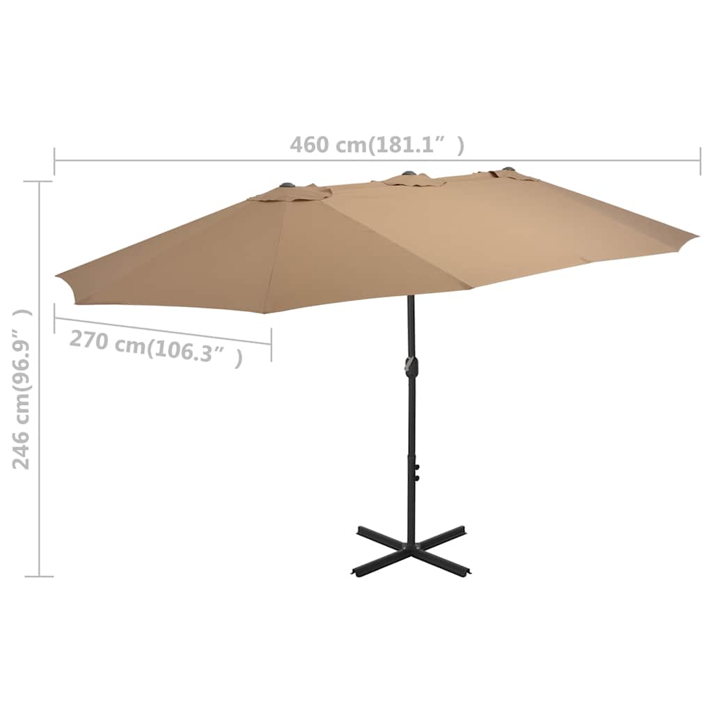 Ομπρέλα Κήπου Χρώμα Taupe 460 x 270 εκ. με Ιστό Αλουμινίου 8