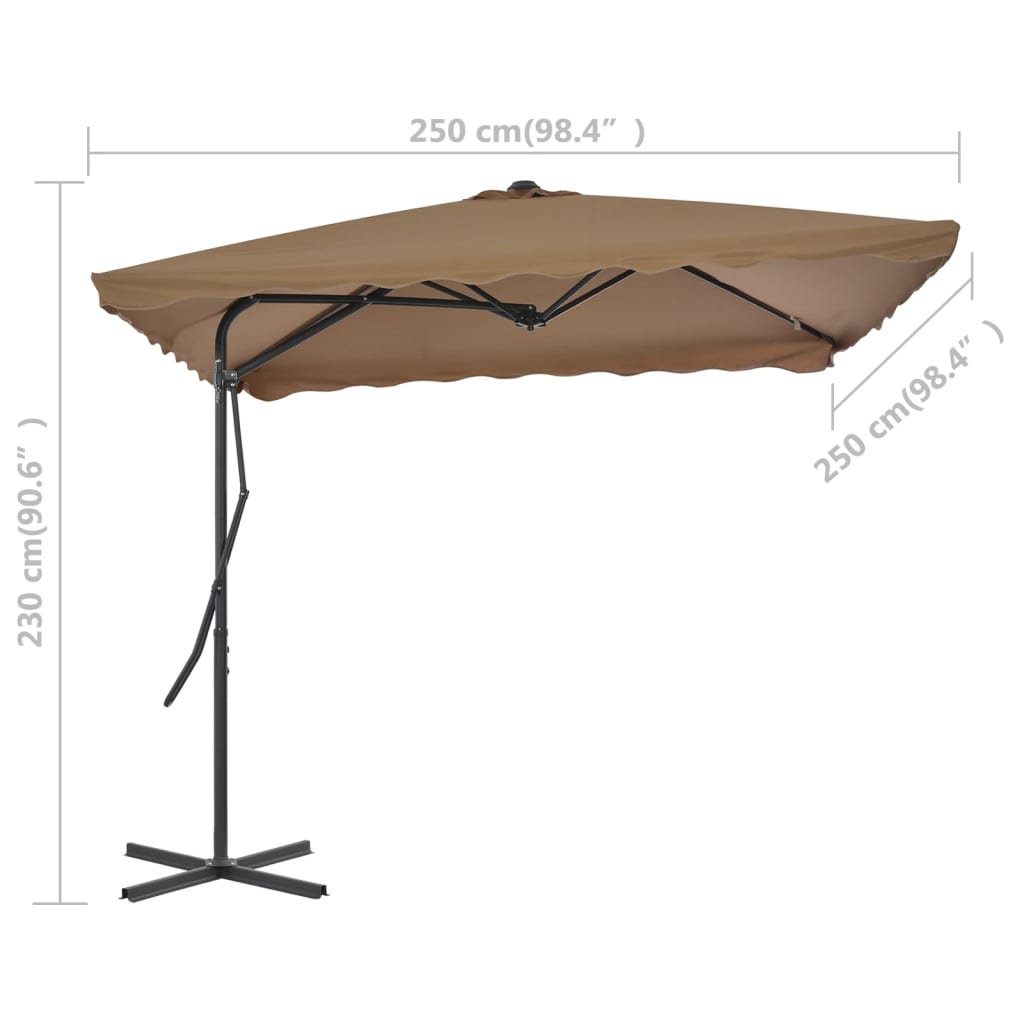 Ομπρέλα Κήπου Taupe 250 x 250 εκ. με Ατσάλινο Ιστό 7
