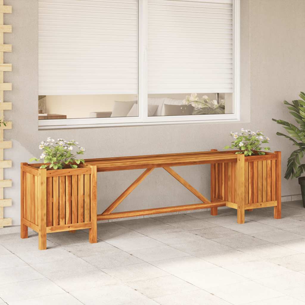 Πάγκος Κήπου με 2 Γλάστρες 150x30x40 εκ. από Μασίφ Ξύλο Ακακίας 1