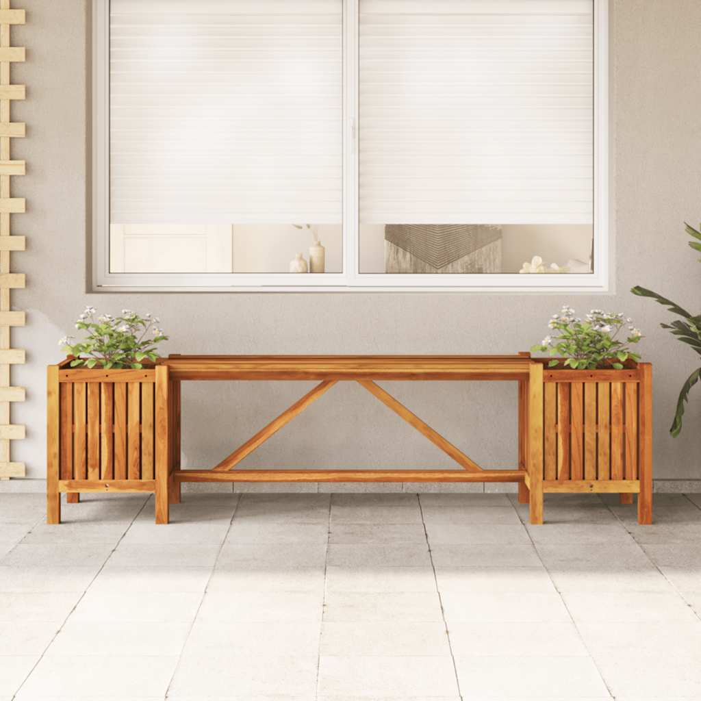 Πάγκος Κήπου με 2 Γλάστρες 150x30x40 εκ. από Μασίφ Ξύλο Ακακίας 3
