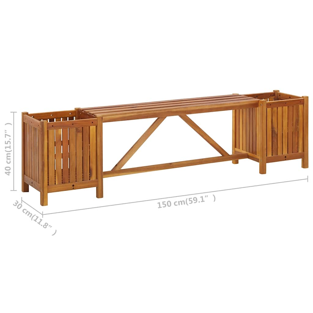 Πάγκος Κήπου με 2 Γλάστρες 150x30x40 εκ. από Μασίφ Ξύλο Ακακίας 7