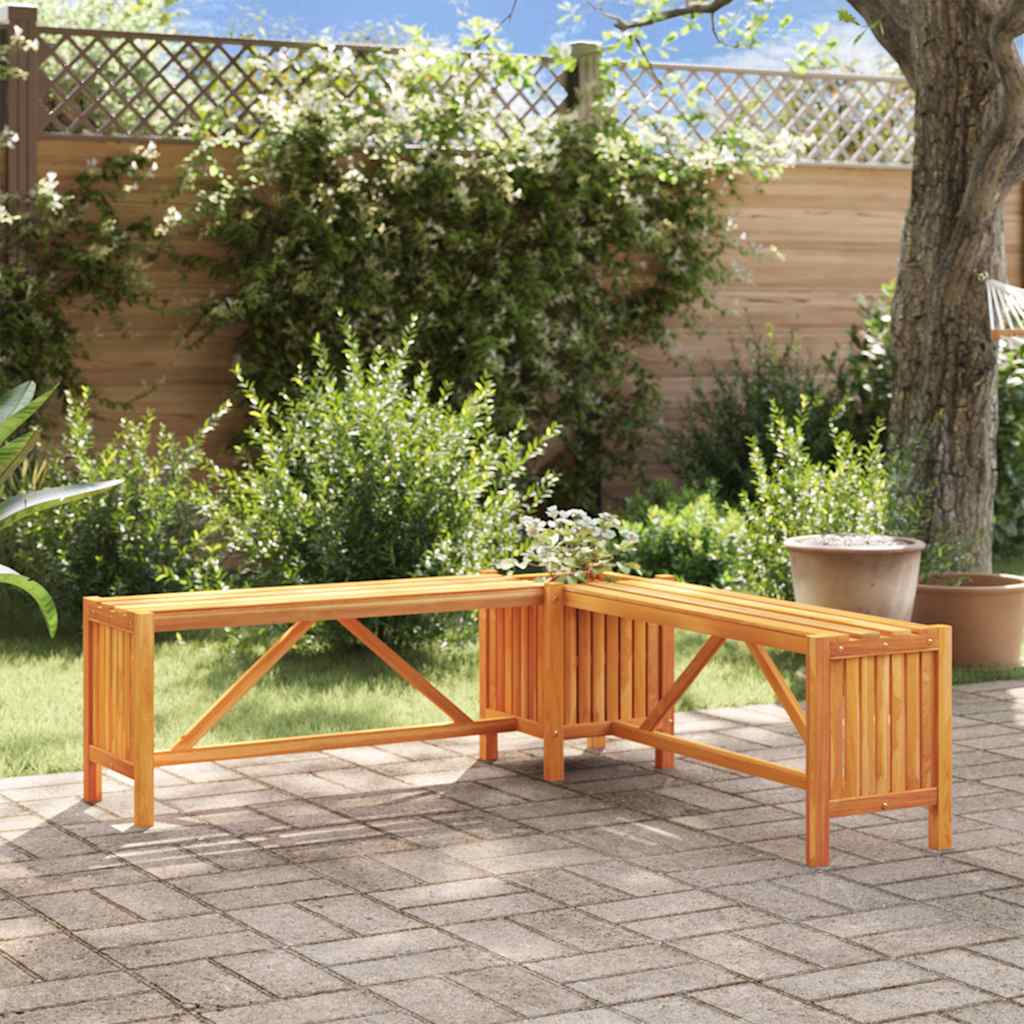 Παγκάκι Γωνιακό Κήπου με Γλάστρα 117x117x40 εκ. Ξύλο Ακακίας 1