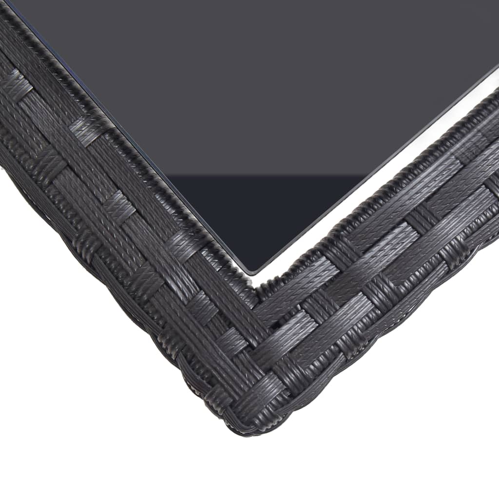 Τραπέζι Κήπου Μαύρο 110x53x72 εκ. Γυάλινο και Συνθετικό ρατάν 5