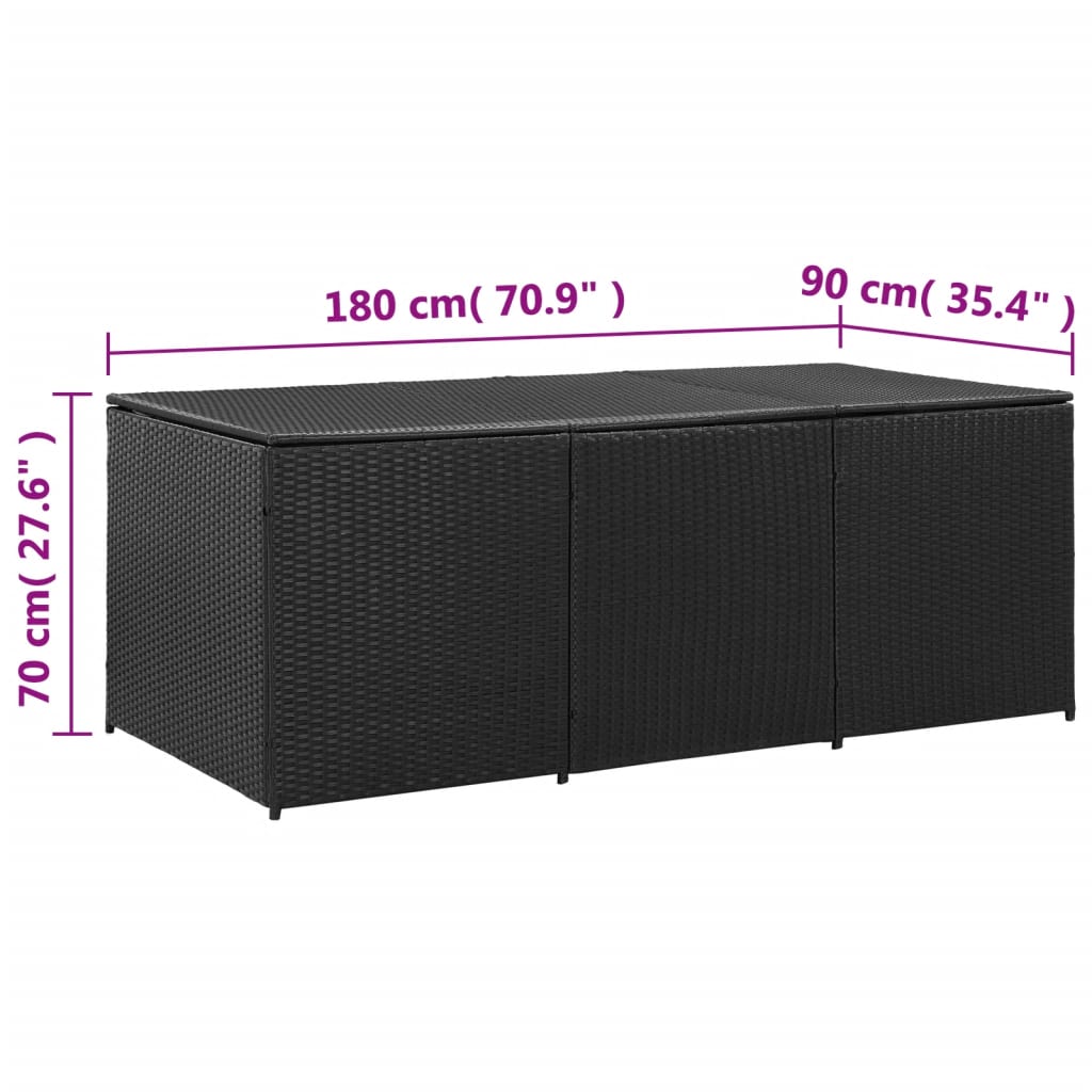 Κουτί Αποθήκευσης Κήπου Μαύρο 180x90x70 εκ. από Συνθετικό Ρατάν 8