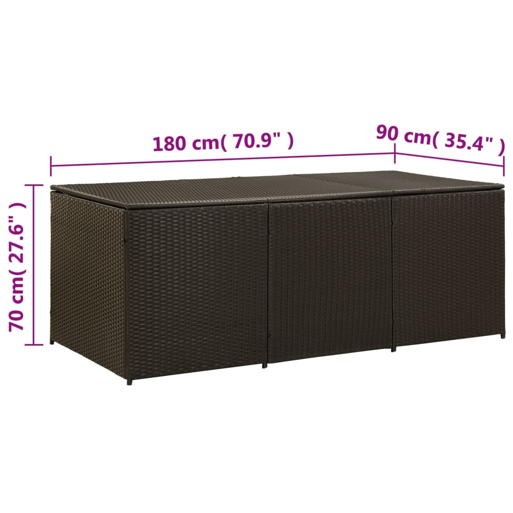 Κουτί Αποθήκευσης Κήπου Καφέ 180x90x70 εκ. από Συνθετικό Ρατάν 8