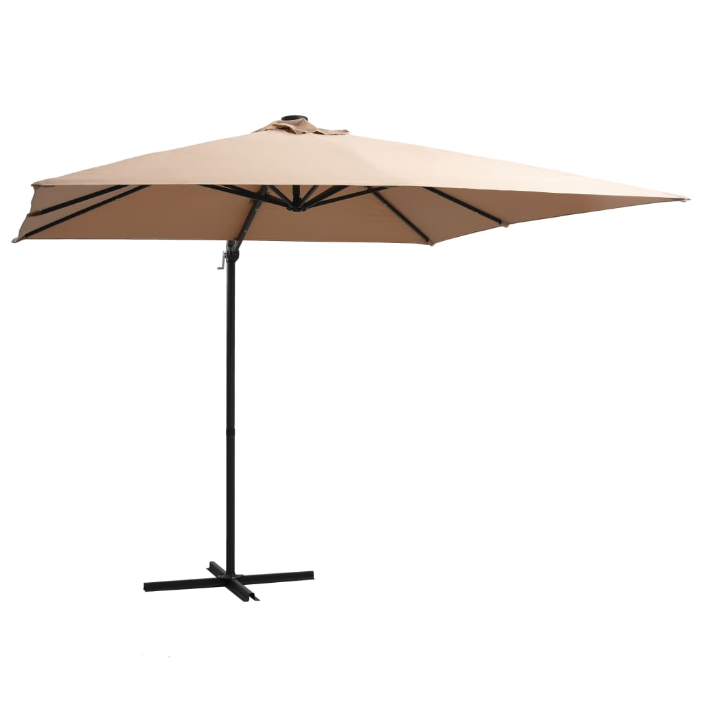 Ομπρέλα Κήπου Κρεμ. Taupe 250x250εκ. με Ατσάλινο Ιστό&LED 1