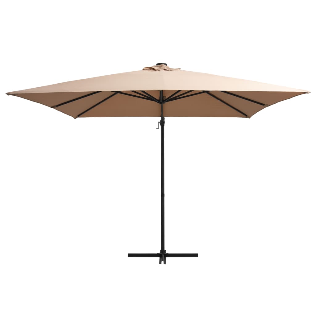 Ομπρέλα Κήπου Κρεμ. Taupe 250x250εκ. με Ατσάλινο Ιστό&LED 2