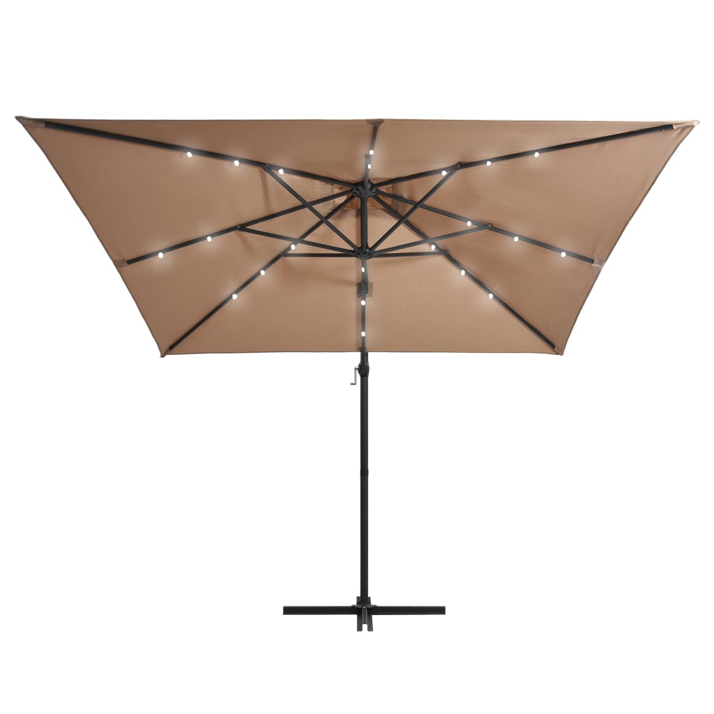 Ομπρέλα Κήπου Κρεμ. Taupe 250x250εκ. με Ατσάλινο Ιστό&LED 3