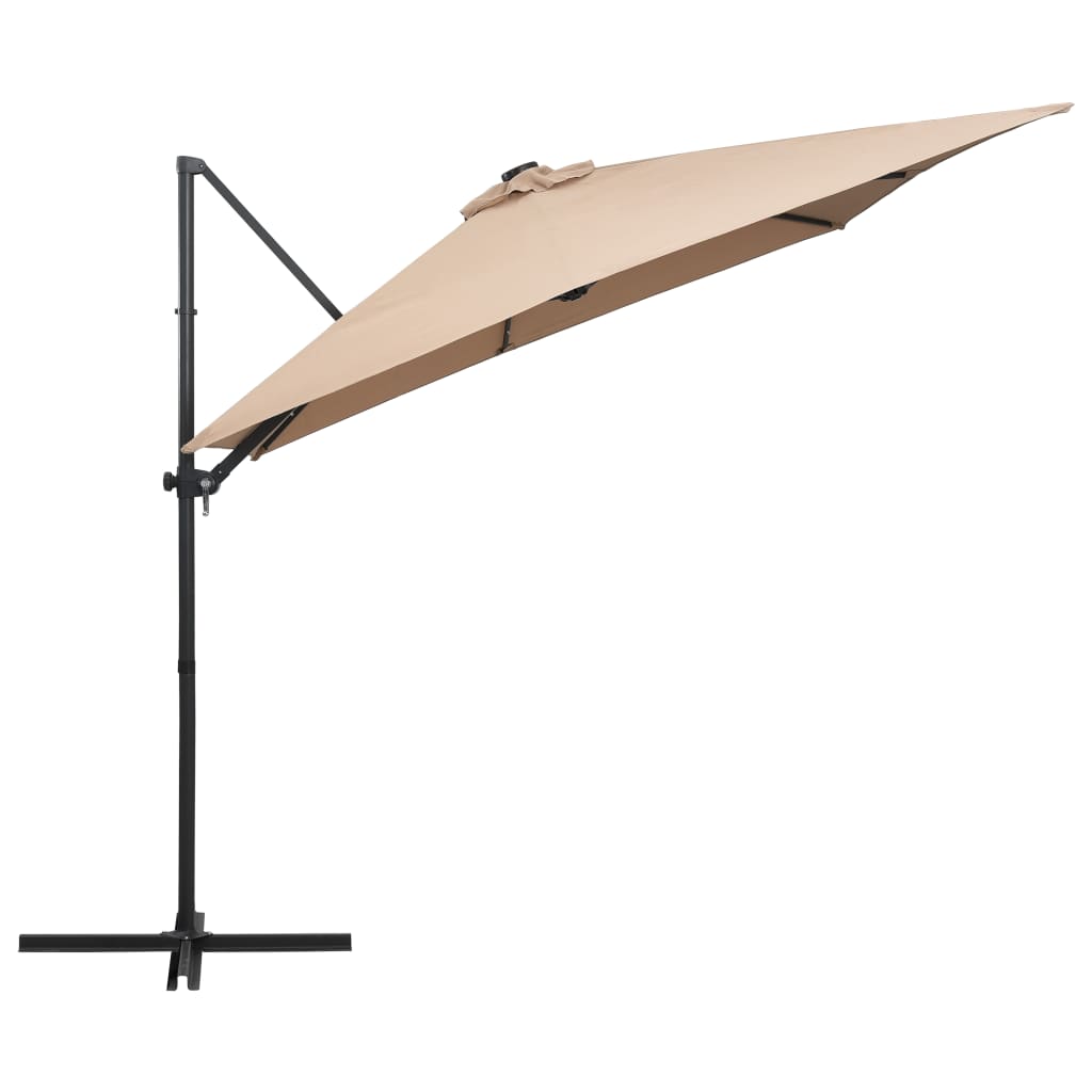 Ομπρέλα Κήπου Κρεμ. Taupe 250x250εκ. με Ατσάλινο Ιστό&LED 4