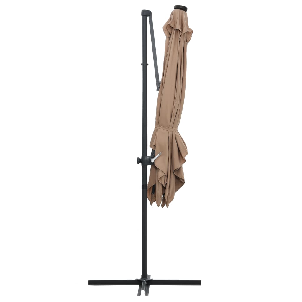 Ομπρέλα Κήπου Κρεμ. Taupe 250x250εκ. με Ατσάλινο Ιστό&LED 5