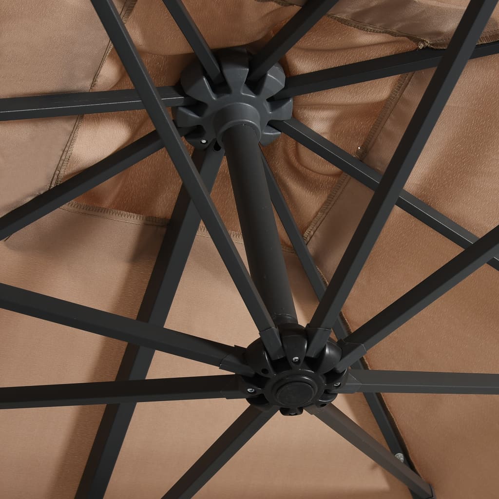 Ομπρέλα Κήπου Κρεμ. Taupe 250x250εκ. με Ατσάλινο Ιστό&LED 6