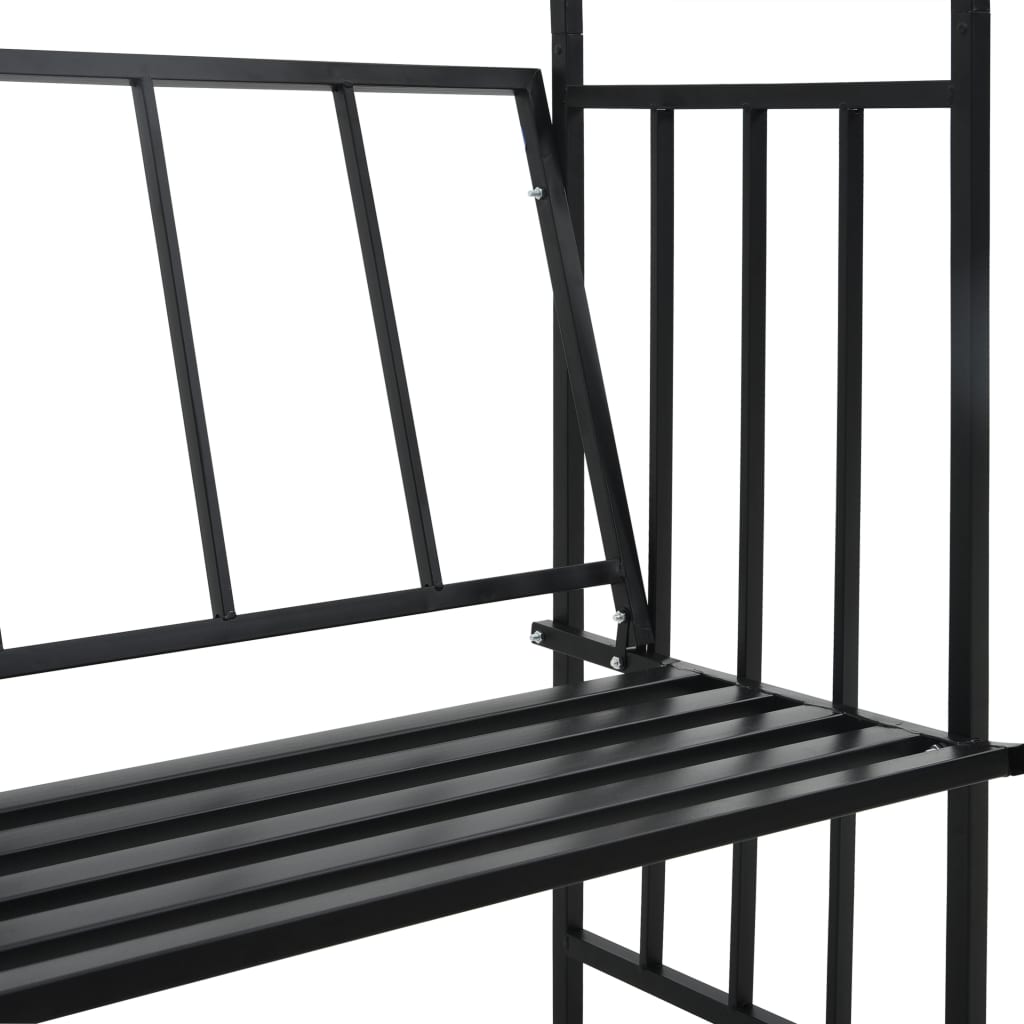 Αψίδα Κήπου με Παγκάκι Μαύρη 128 x 50 x 207 εκ. Σιδερένια 6